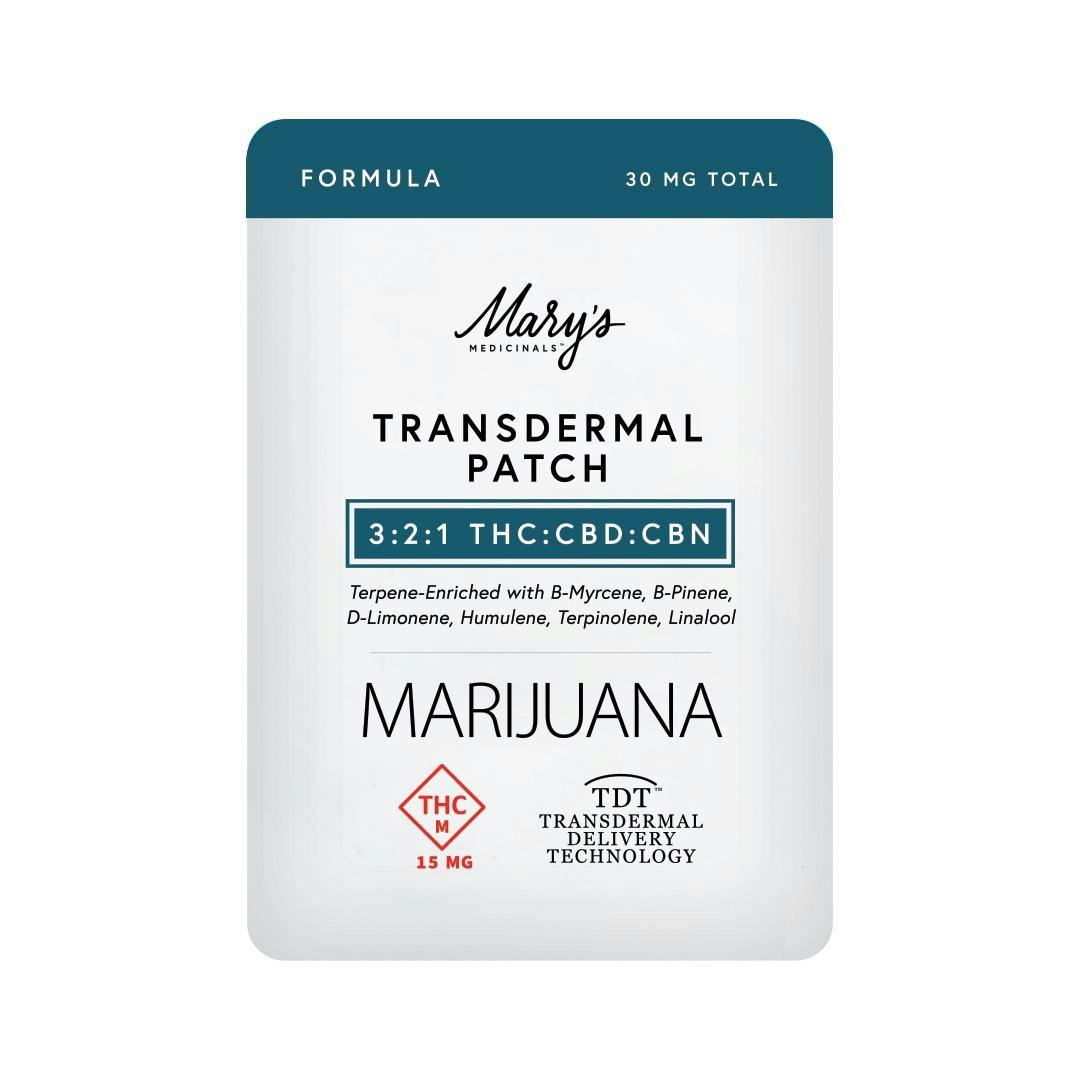 Photograph of product: Topical | Transdermal Patch | Formula | 15mgTH-oui:10mgCBD:5mgCBN| Marys Medicinal (Copy)
