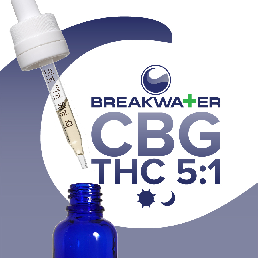 Photograph of product: Breakwater  |  5:1 CBG-TH-oui  | 350mg | Tincture | CBG | MCT