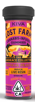 Photograph of product: 100mg Papaya Peach x Hindu Kush Gummies - Lost Farm