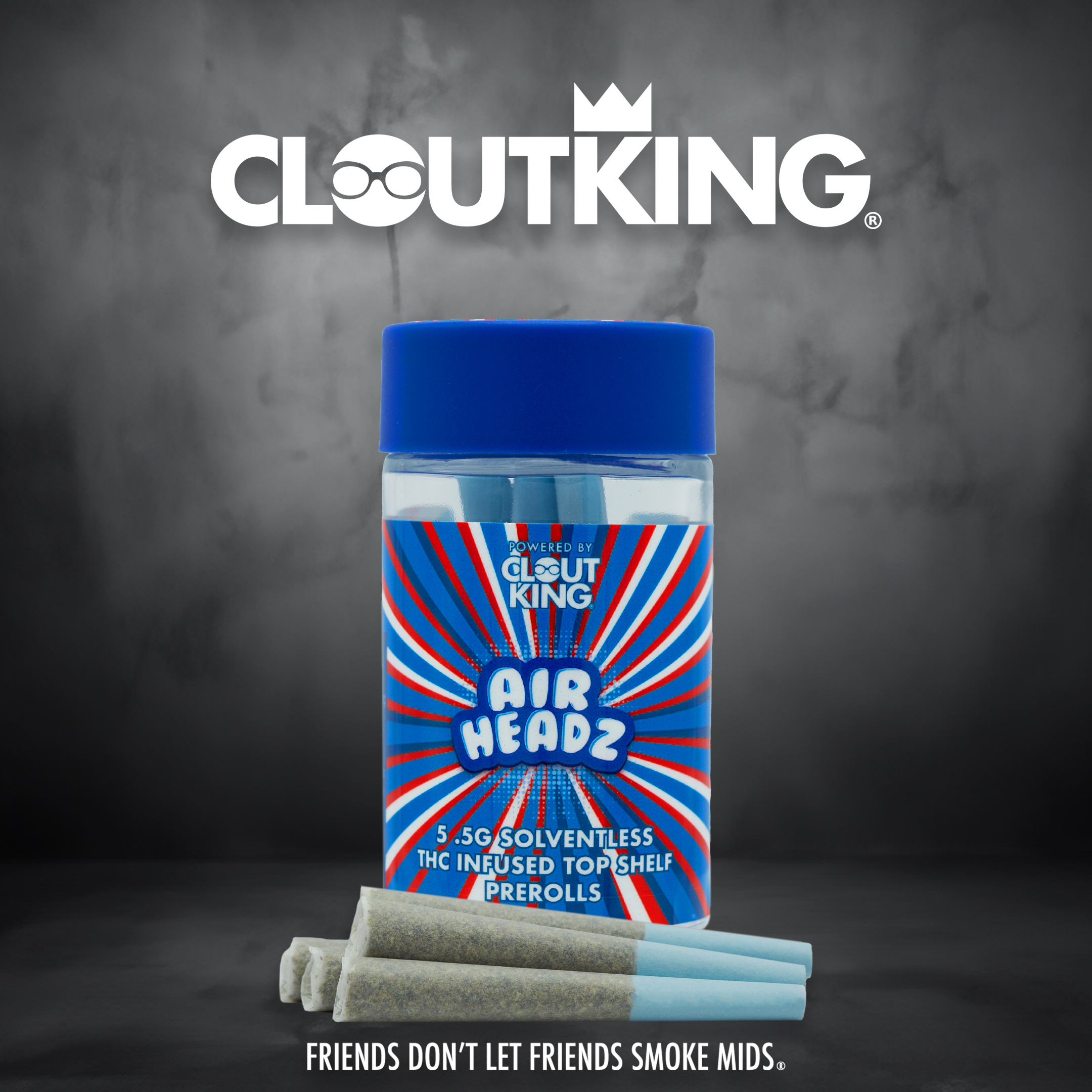 Photograph of product: Clout King | Airheadz 3.0 | Terdziez Infused Prerolls | 5 Pack