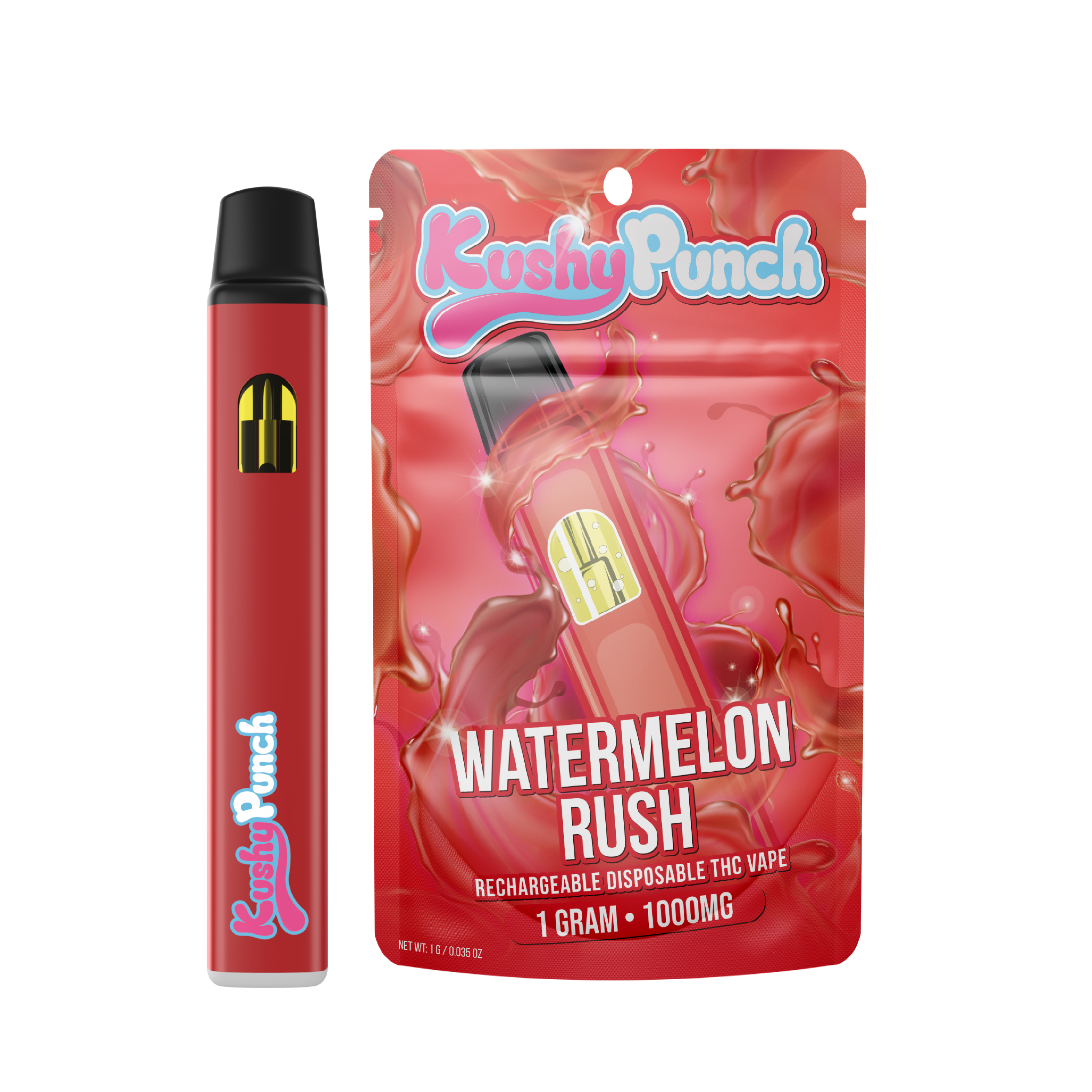 Photograph of product: Kushy Punch - Disposable Vape Watermelon Rush - 1g