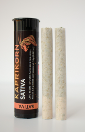 Photograph of product: Kaprikorn | 2 x 0.75 Infused Pre Roll | Dark Queen x Ginger Tea | Oui'd
