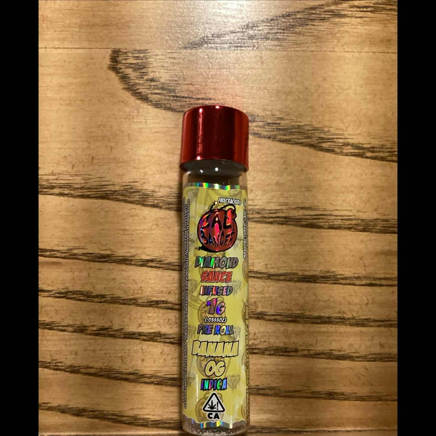 Photograph of product: Cali Banger - Banana OG 1g Diamond Sauce Infused Single Preroll