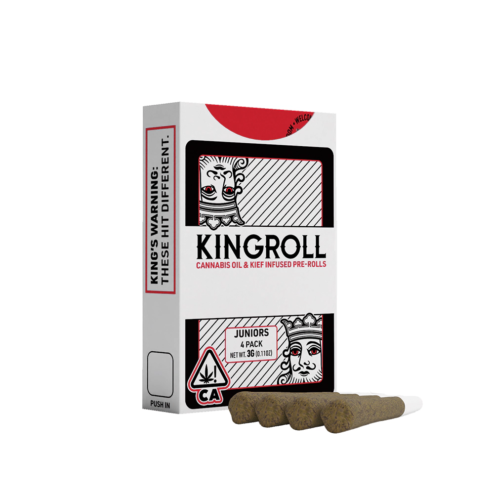 Photograph of product: KINGPEN KINGROLL JUNIORS INFUSED PREROLL - GRANDI GUAVA X GRAPEFRUIT ROMULAN 3G (4CT)