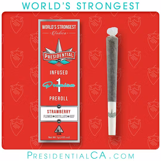 Photograph of product: Strawberry [I] Moon Rock Pre-roll | Presidential