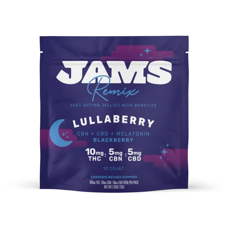 Photograph of product: JAMS Edibles Remix Fast Acting 10pk/100mg- Lullaberry (10mg TH-oui: 5mg CBD: 5mg CBN)