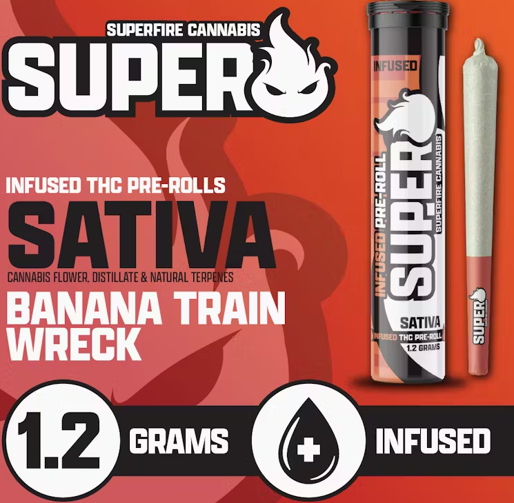Photograph of product: SuperFire | 1g Infused Preroll | Banana Trainwreck
