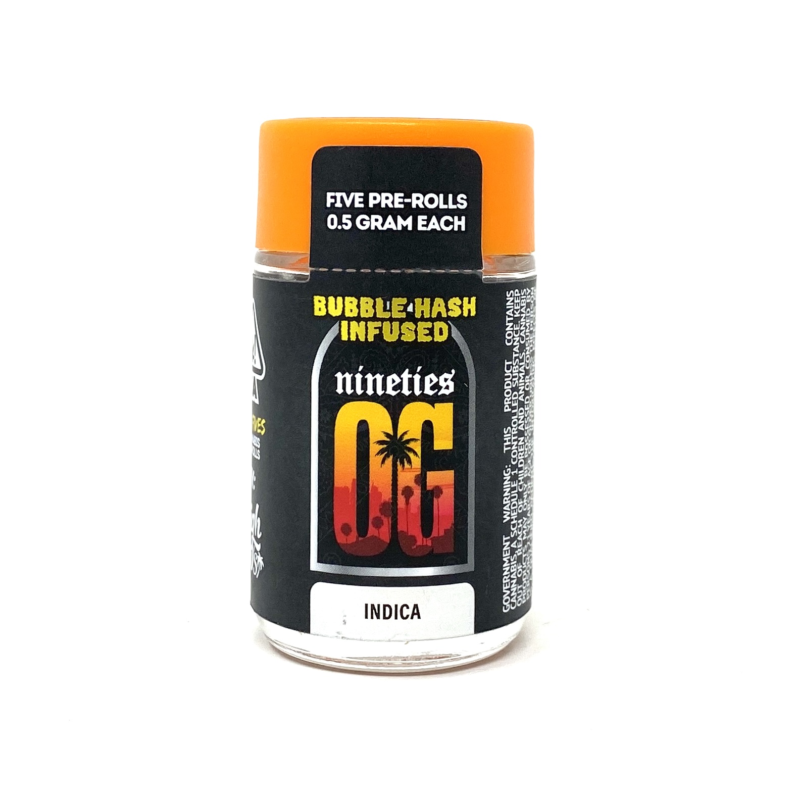 Photograph of product: HIGH 90'S: NINETIES OG HIGH FIVES 5PK INFUSED PRE-ROLLS