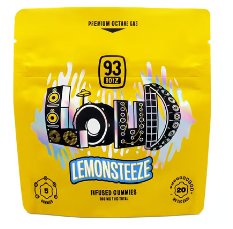 Photograph of product: 93 BOYZ LOUD LEMONSTEEZE 5PK GUMMIES 100MG