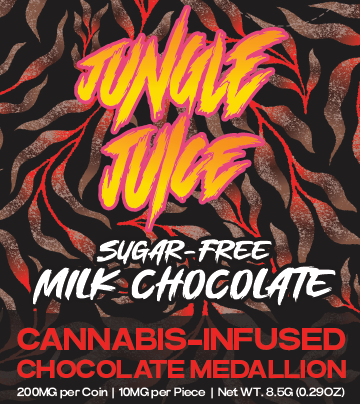 Photograph of product: Jungle Juice | One Bite Medallion | Sugar Free Milk Chocolate | 200mg