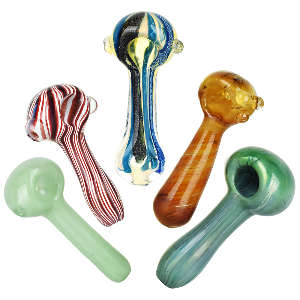 Photograph of product: Earth Movement Glass Spoon Pipe Assortment | 3.75" to 4.5"