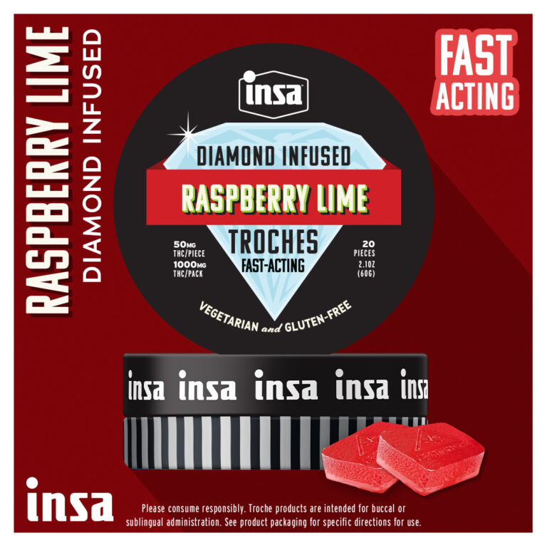 Photograph of product: Raspberry Lime | Diamond 50mg Troches | 20pk
