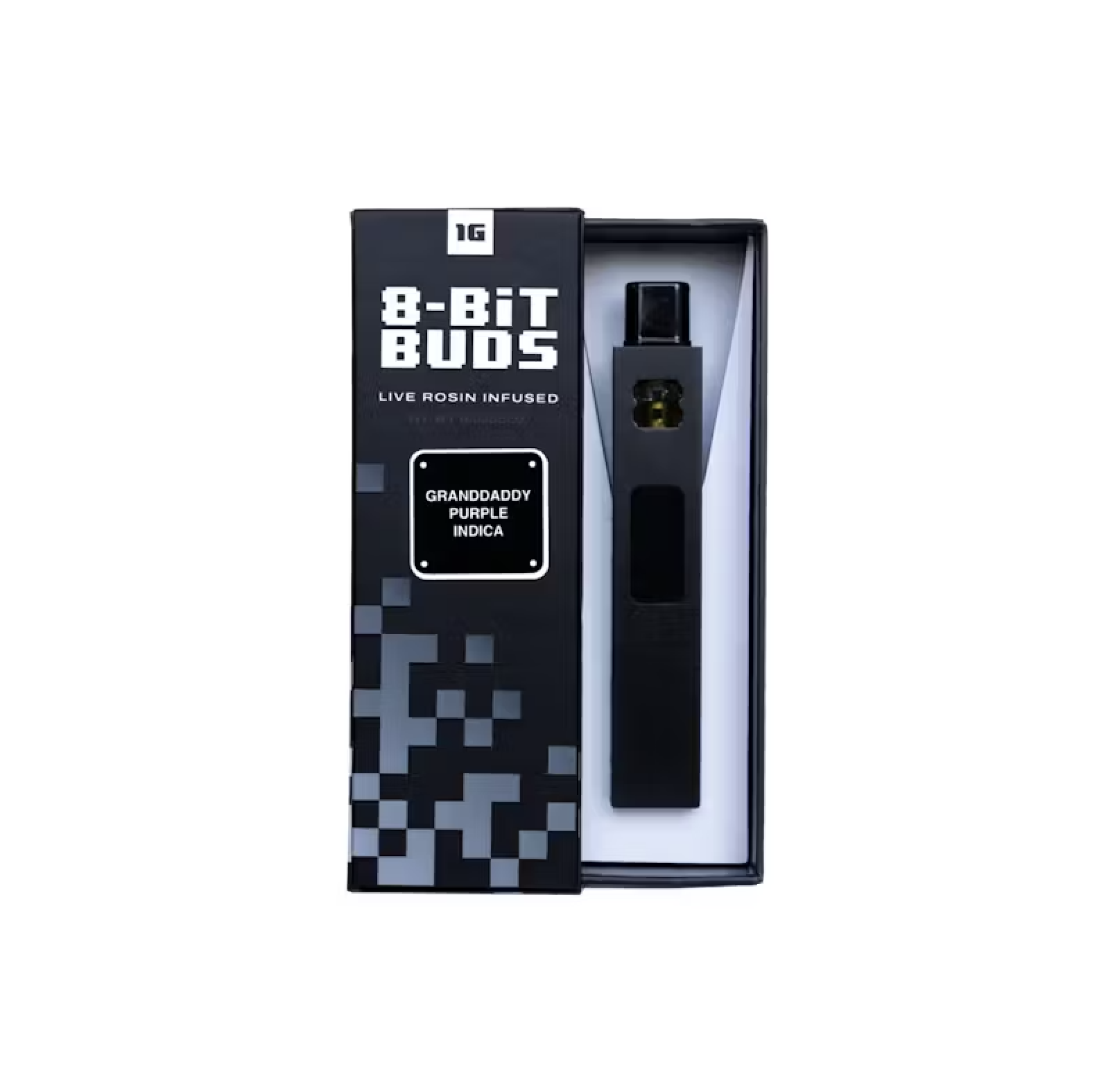 Photograph of product: 8 Bit Buds Rosin Infused All-In-One 1g - Granddaddy Purple (I)