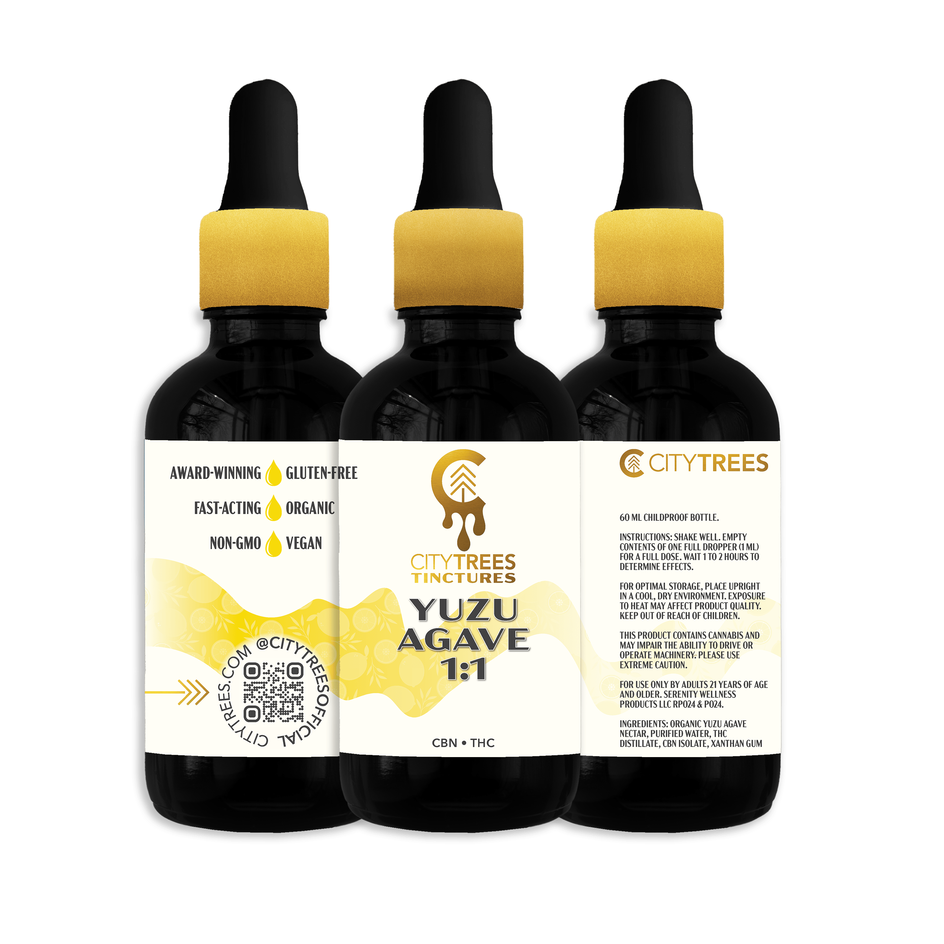 Photograph of product: City Trees | Yuzu Agave 1:1 CBD/TH-oui Tincture | 250mg