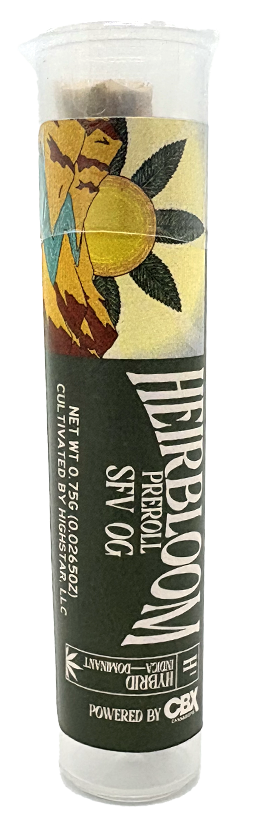 Photograph of product: Heirbloom by CBX | SFV OG | .75G Preroll