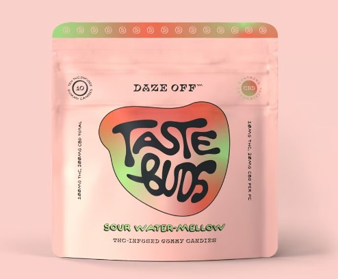 Photograph of product: AZ Daze Off Taste Buds Gummies - Sour Water-Mellow 100mg (10pk)