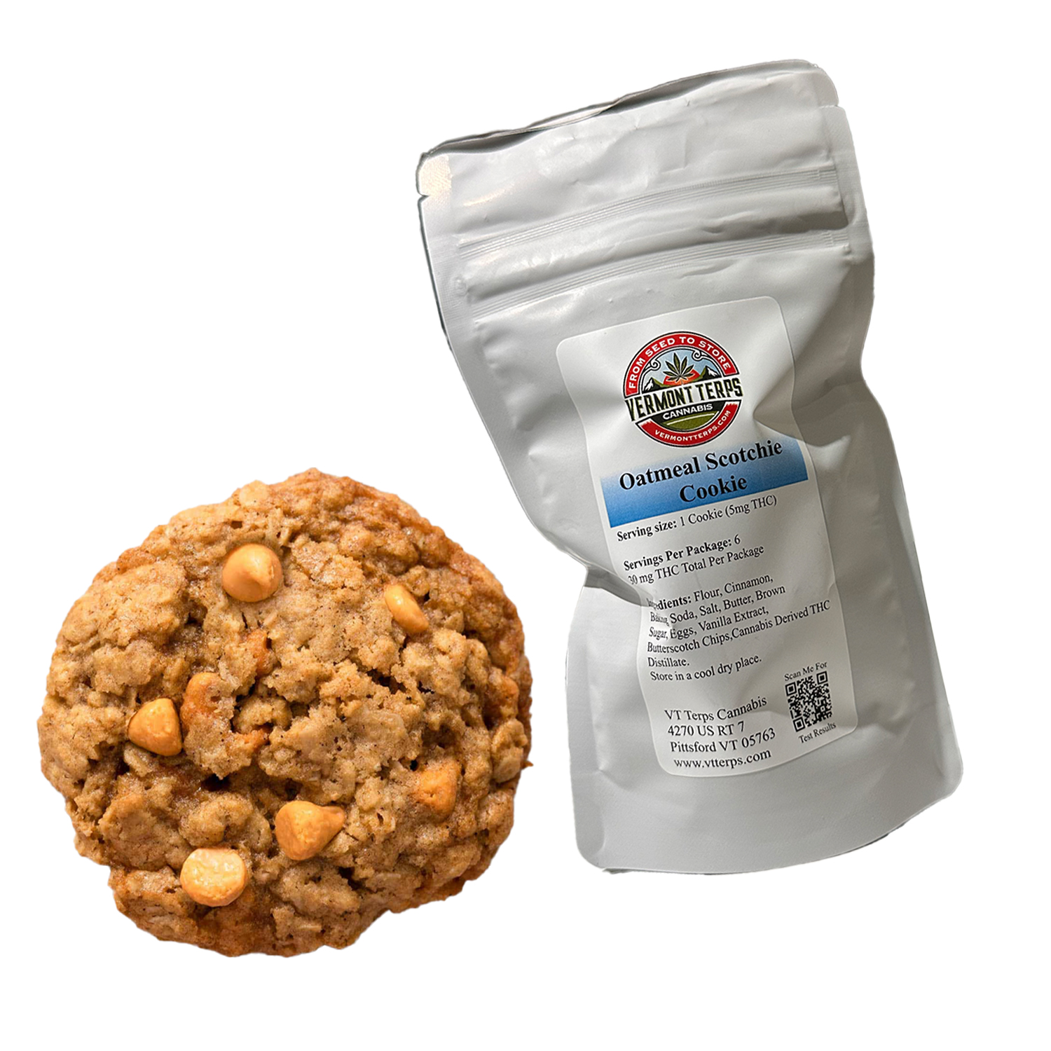 Photograph of Product: Oatmeal Scotchie | 30mg THC l Vermont Terps Cannabis
