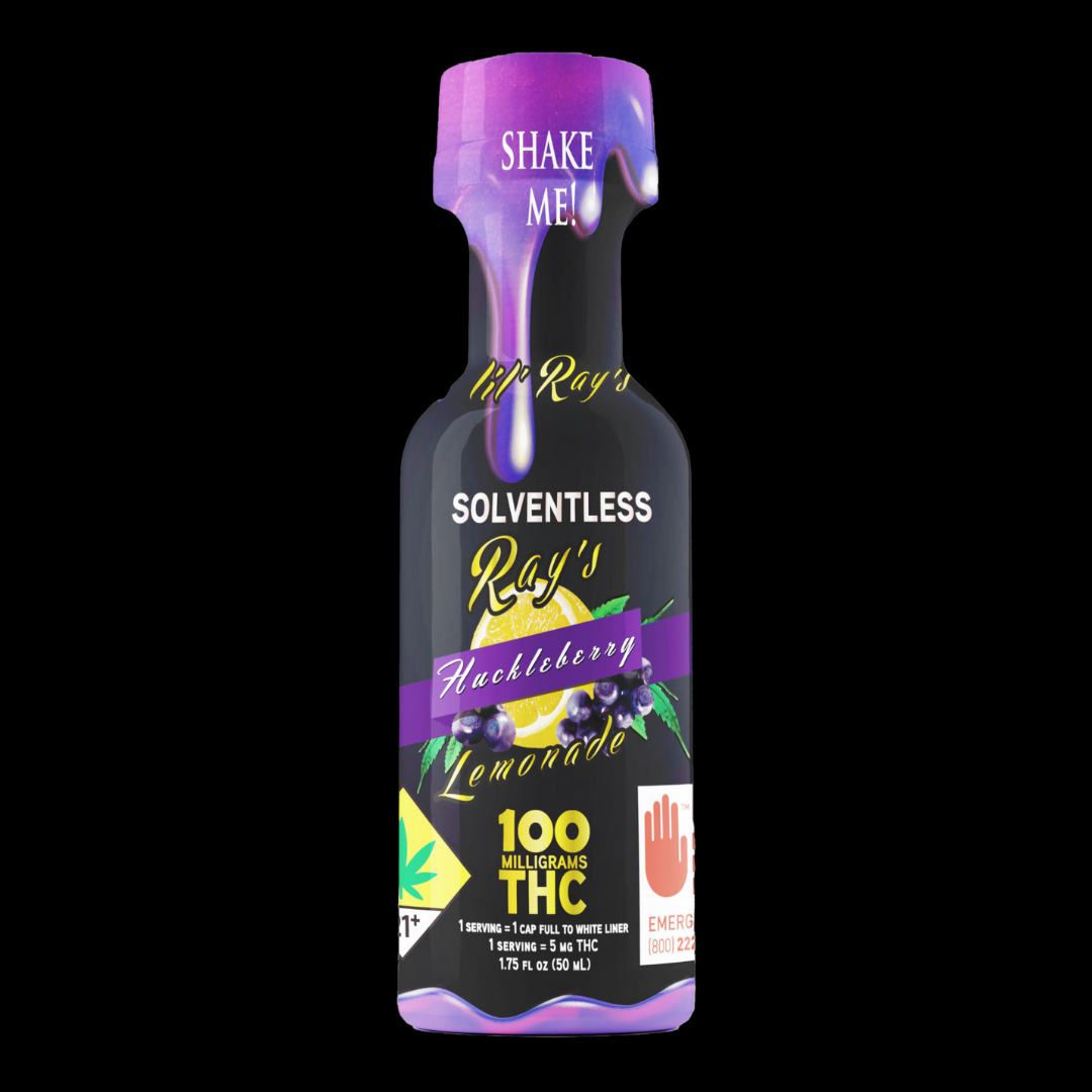 Photograph of product: Huckleberry Lemonade DOH Approved 100mg 1.75oz Rosin Liquid Edible Ray's Lemonade