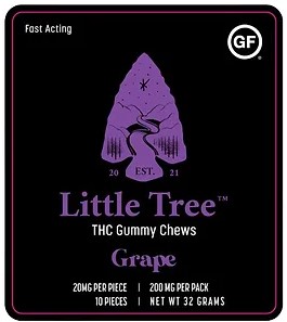 Photograph of product: Little Tree - Gummies - 200mg Live Resin - Grape - Oui'd
