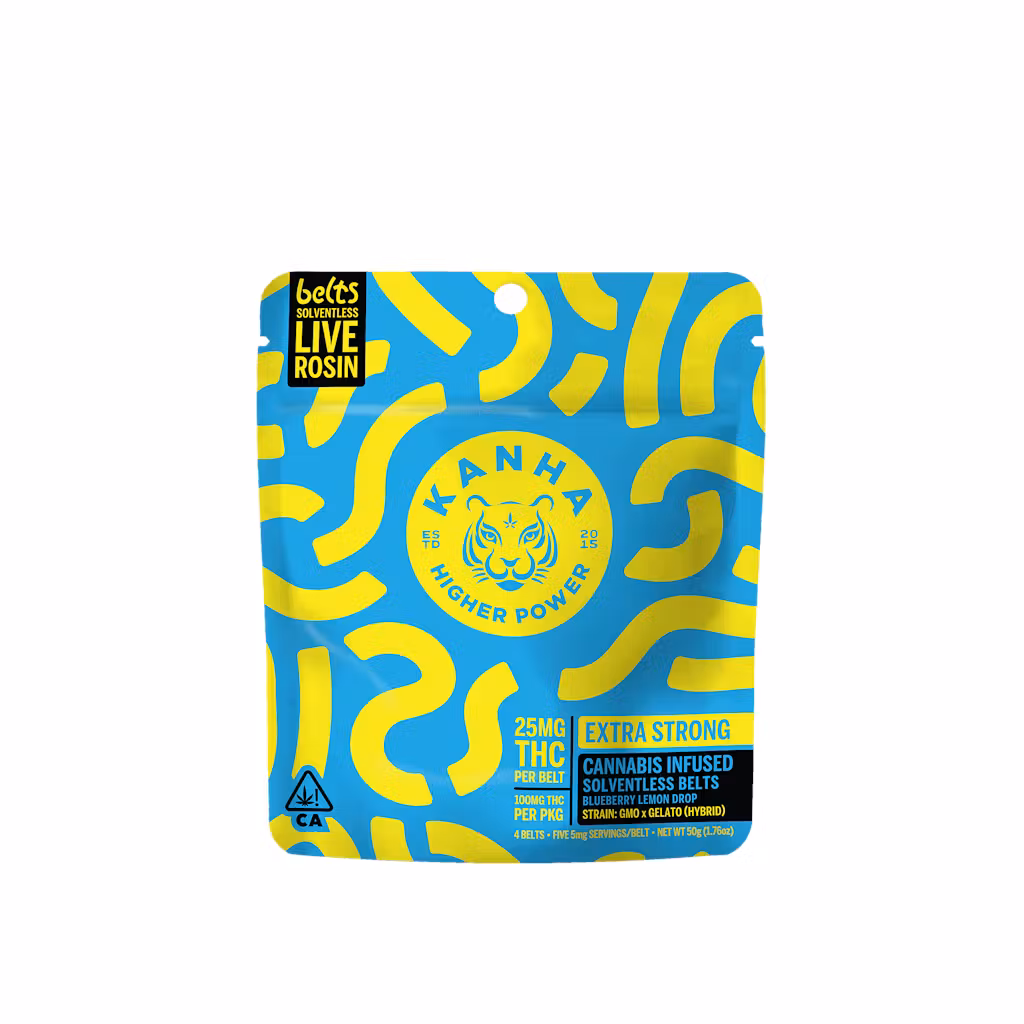 Photograph of product: Kanha 100mg Rosin Sour Belts (H) Blueberry Lemon Drop