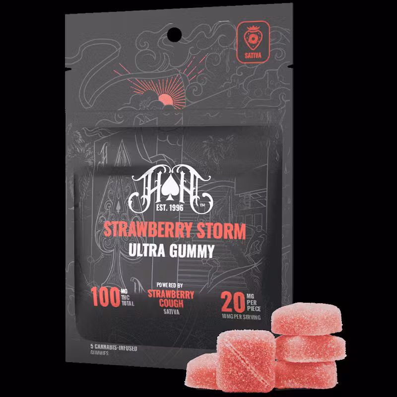 Photograph of product: Heavy Hitters | Strawberry Storm Gummies 5pk, 100mg
