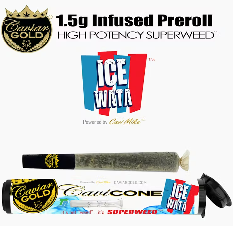 Photograph of product: CAVI CONE | ICE WATA (I/H) | 1.5G INFUSED PRE ROLL