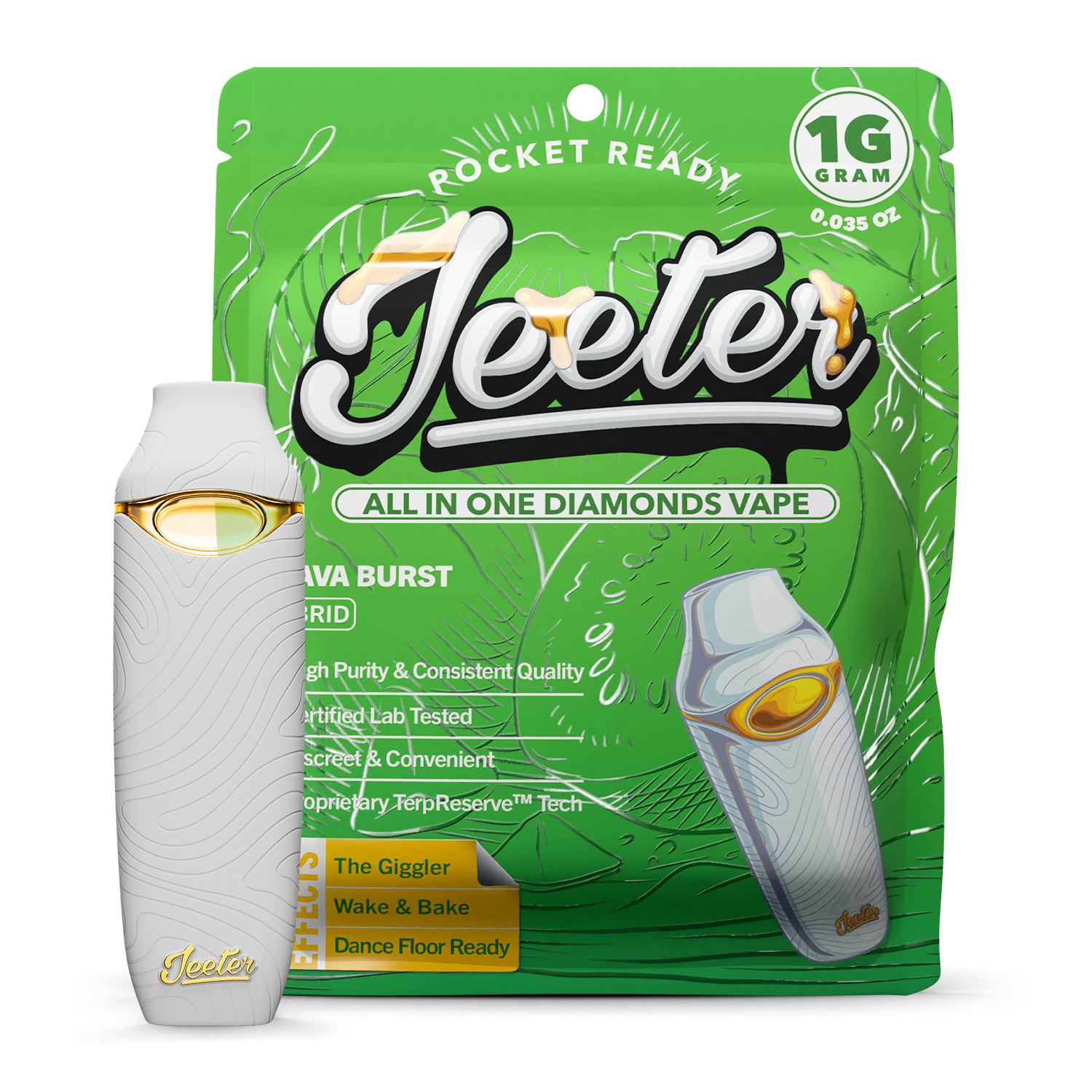 Photograph of product: Jeeter 1g Liquid Diamond Disposable Guava Burst