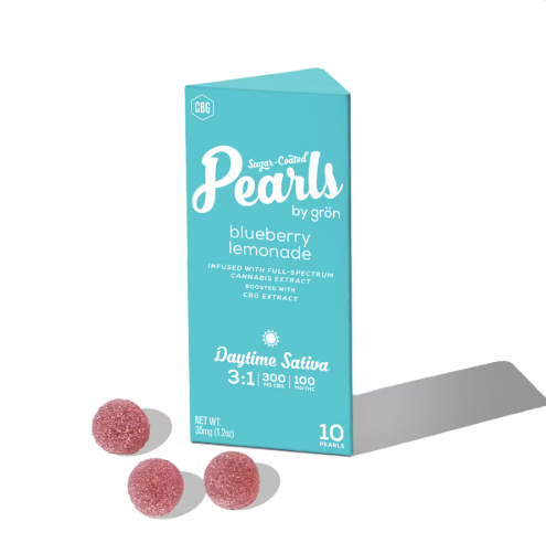 Photograph of product: Blueberry Lemon Pearls 1:3 (10 MG TH-oui) (30 MG CBG) per troche 10PK Total (100 MG TH-oui 300 MG CBG)