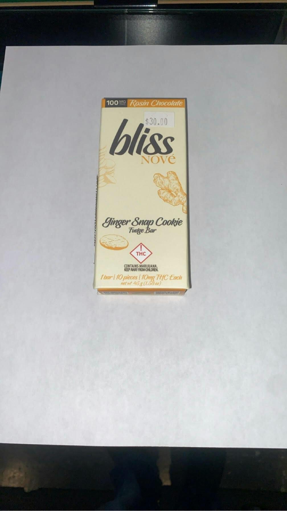 Photograph of product: Nov Bliss Rosin Fudge Bar's 100mg - Ginger Snap Cookie