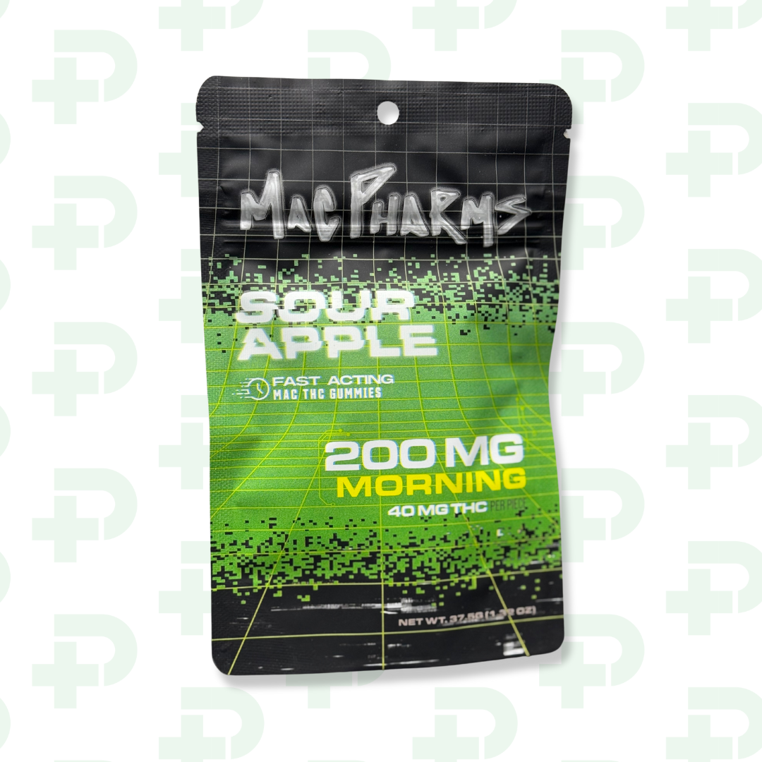 Photograph of product: Mac Pharms 200mg Gummies - Sour Apple