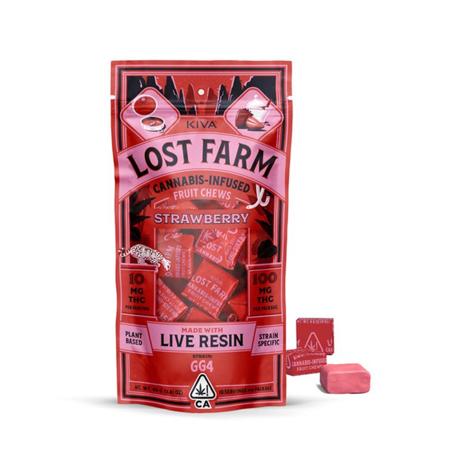 Photograph of product: Kiva Confections - Lost Farm - Strawberry x GG4 LR Chews