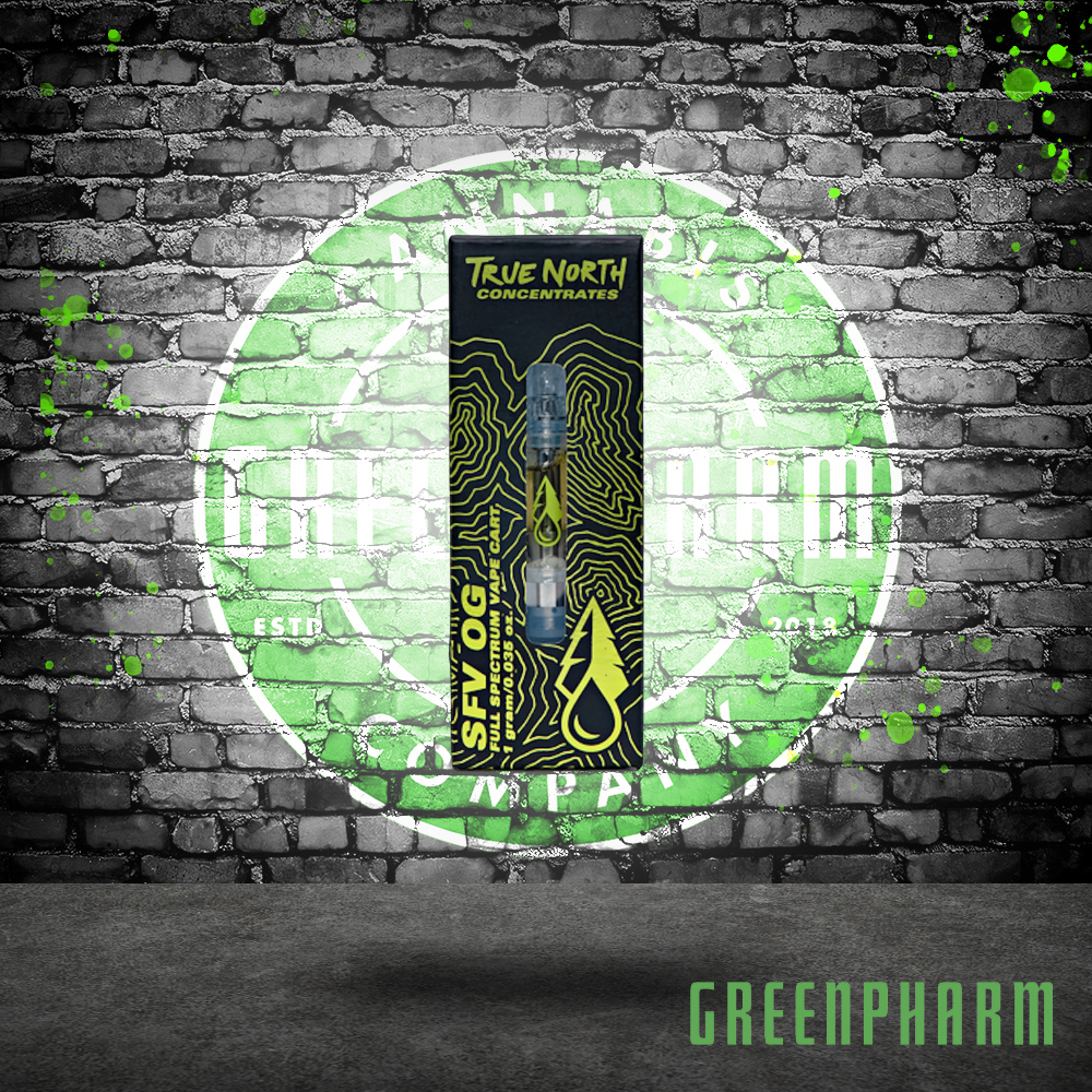 Photograph of product: True North Concentrates SFV OG Full Spectrum Vape Cart