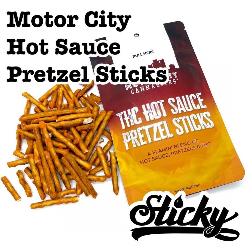 Photograph of product: Motor City Hot Sauce Pretzel Sticks 100mg