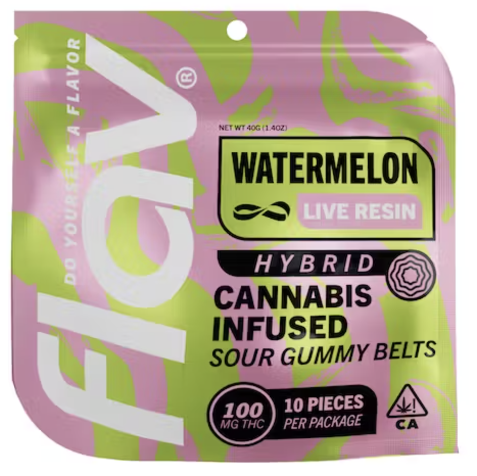 Photograph of product: Flav - Gummies Belts Live Resin - Watermelon (H) (100mg)