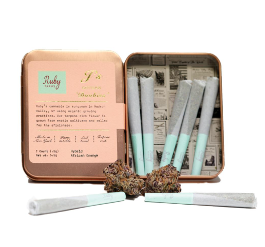 Photograph of product: RUBY FARMS | DOOBIES | AFRICAN ORANGE | 3.5G(7PK)
