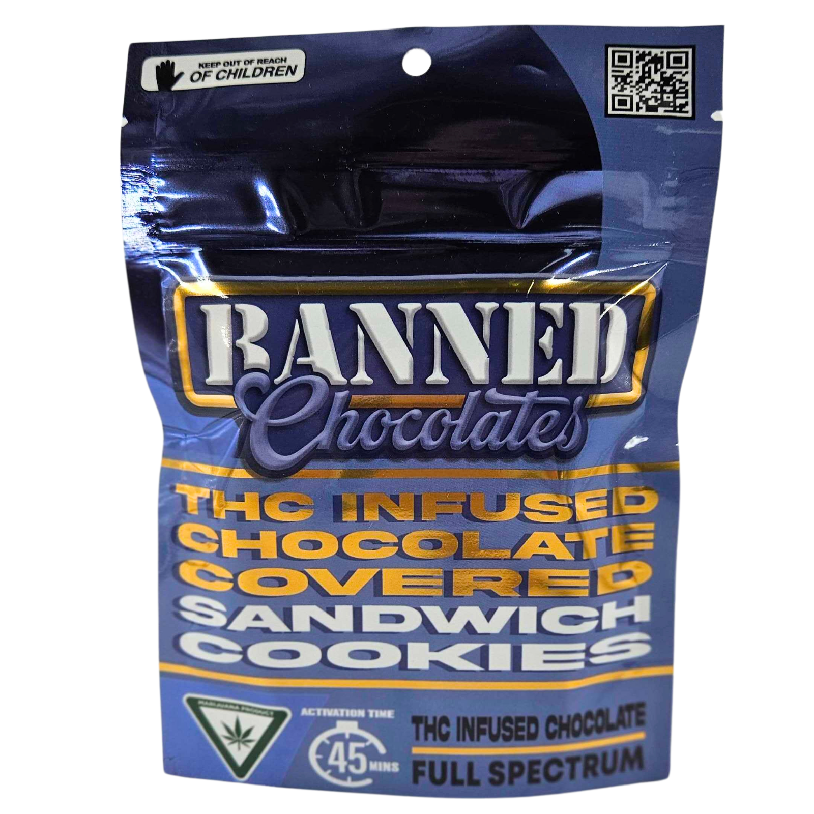 Photograph of product: BANNED | Edible | Baked Good | Chocolate Covered Sandwich Cookies | 200mg