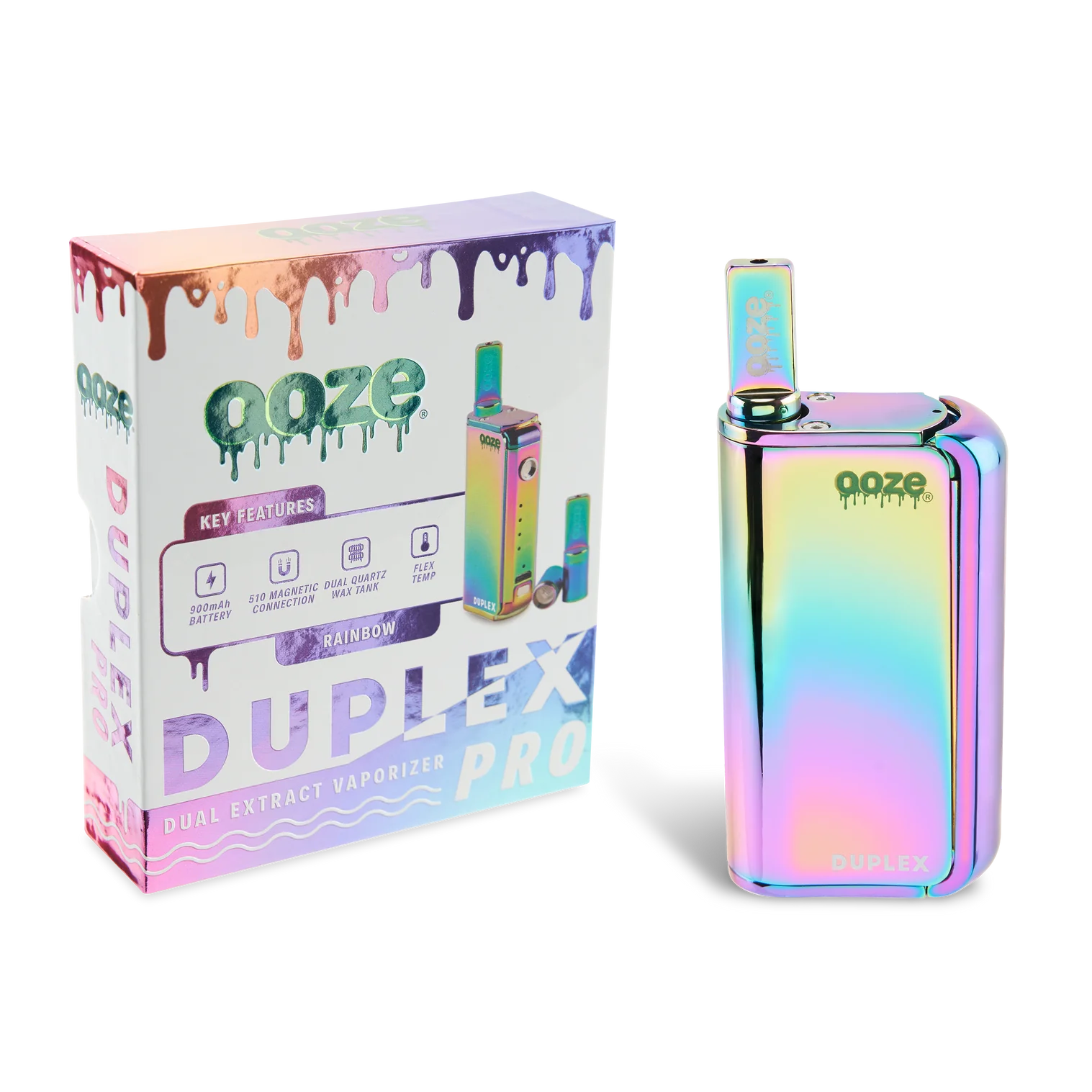 Photograph of product: Ooze | Duplex Pro | Cartridge and Wax Vaporizer | Rainbow