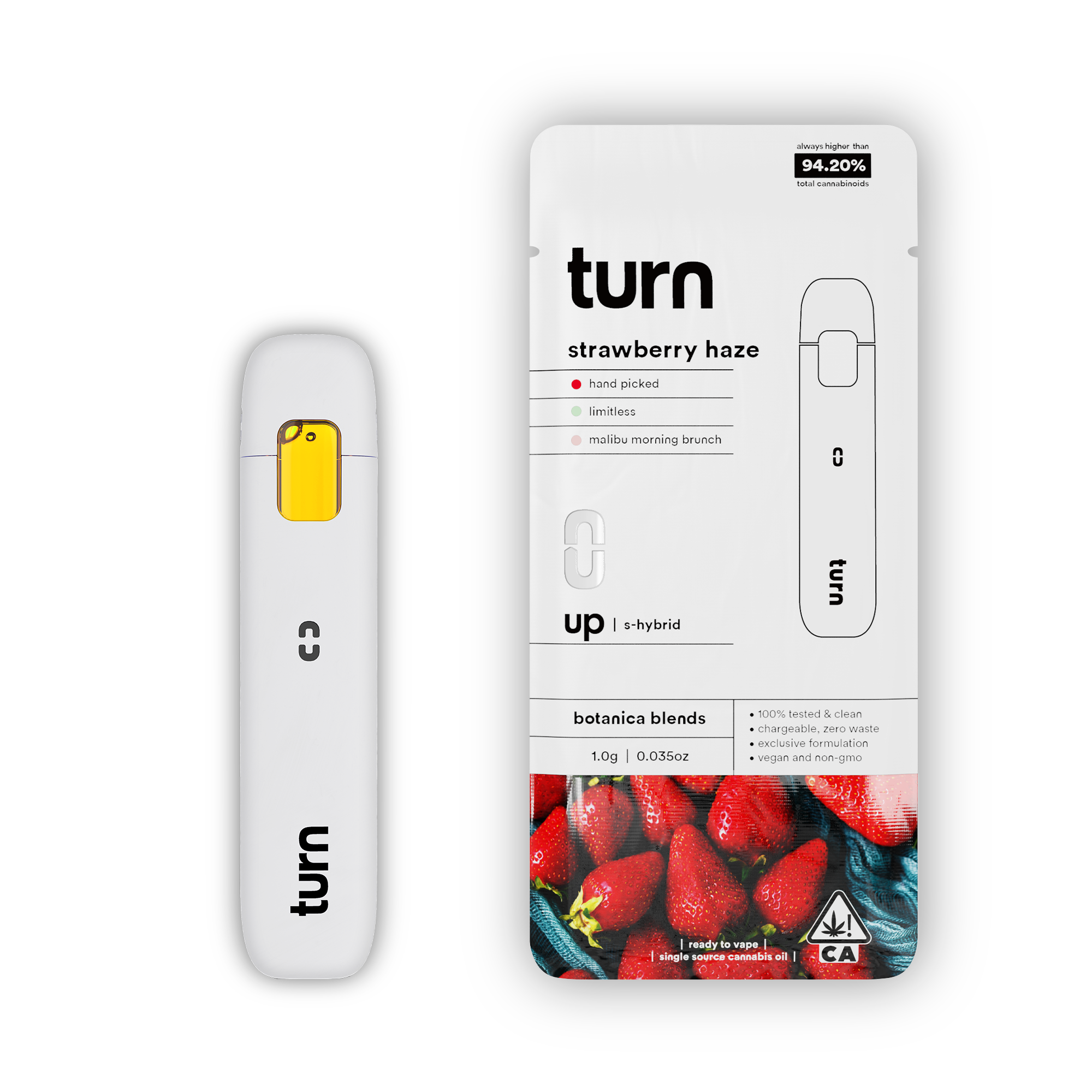 Photograph of product: Turn - Strawberry Haze (S-Hybrid) All-In-One Vape 1g