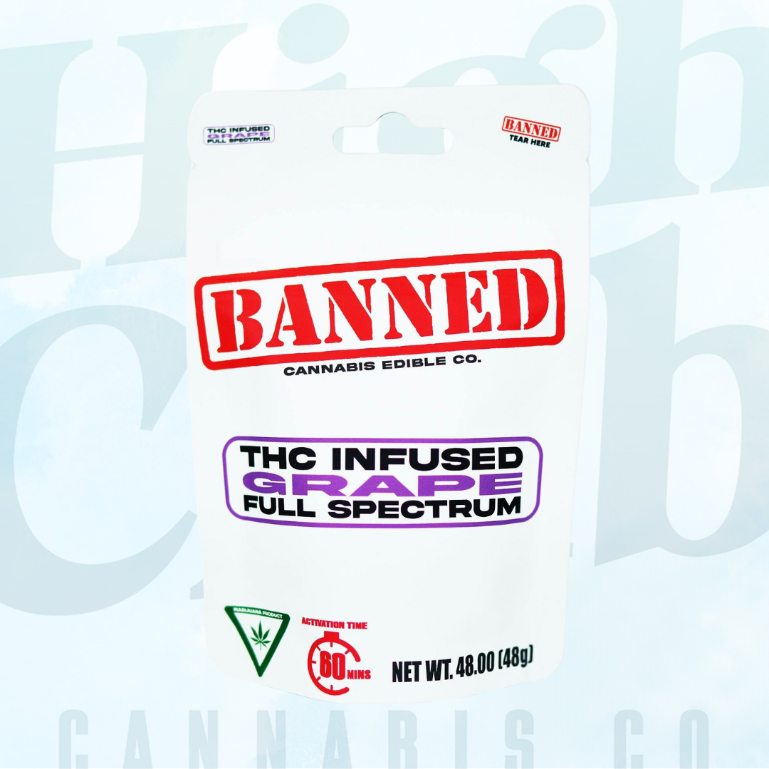 Photograph of product: Banned | Gummies | Grape | 200mg 4pk