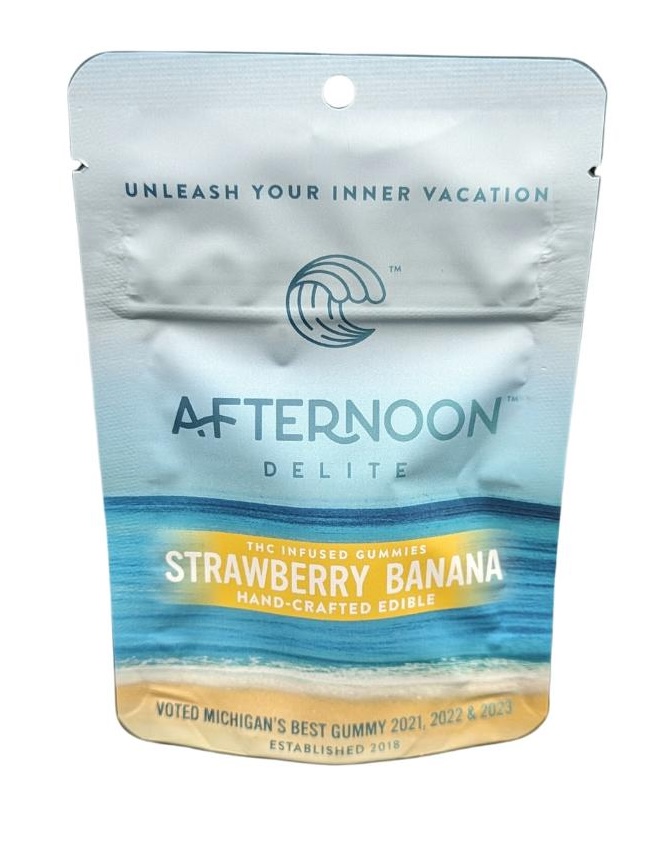 Photograph of product: Afternoon Delite - 200mg Gummies - Strawberry Banana
