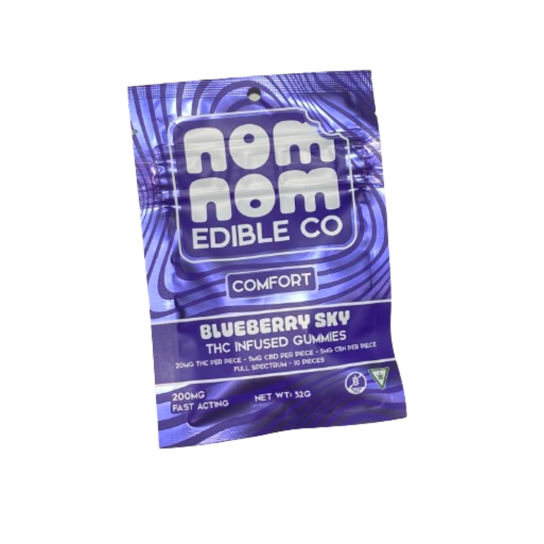 Photograph of product: Nom Nom Edible Co - Gummies Comfort - Blueberry Sky - 200mg