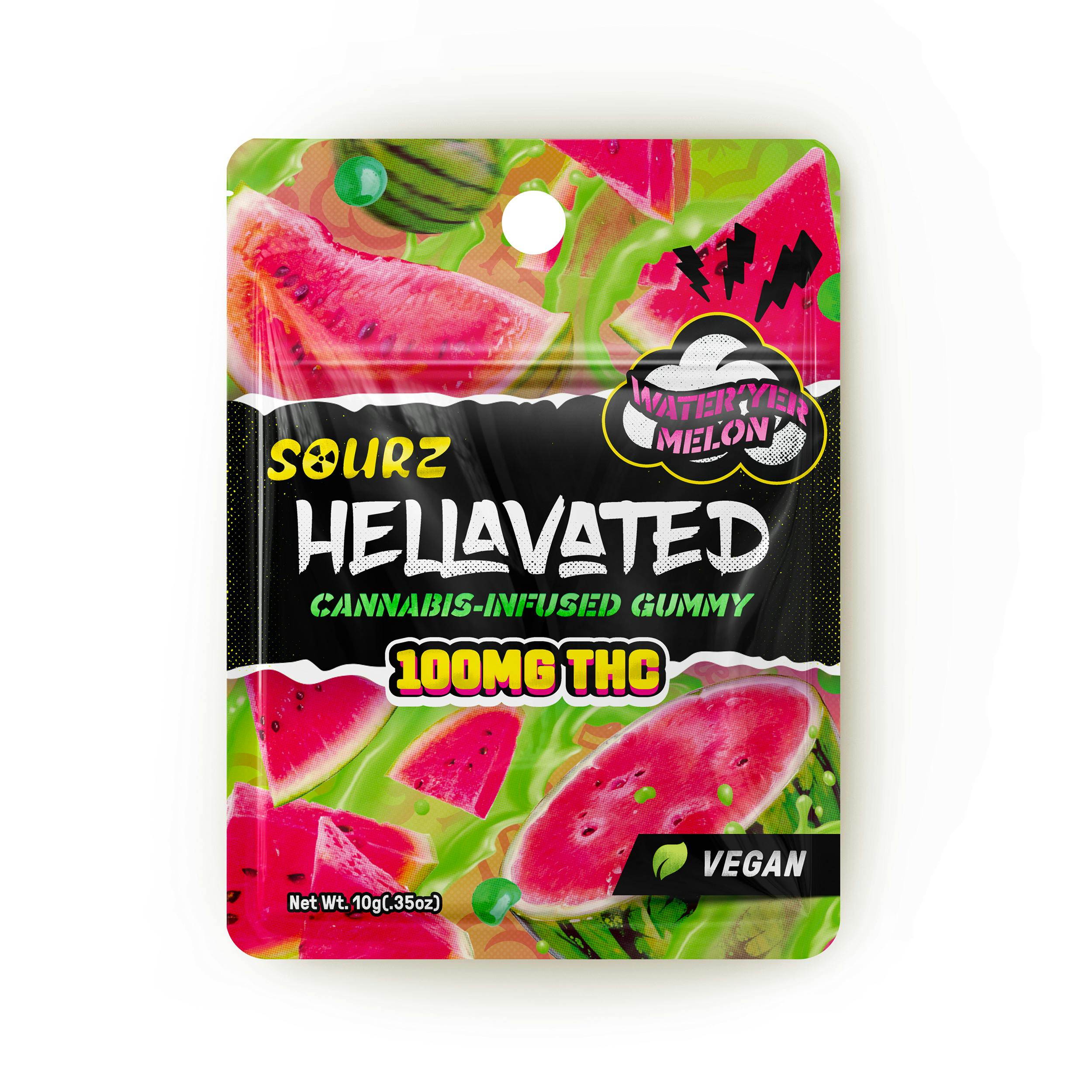 Photograph of product: Hellavated - 100mg Sour Water'Yer Melon Gummy