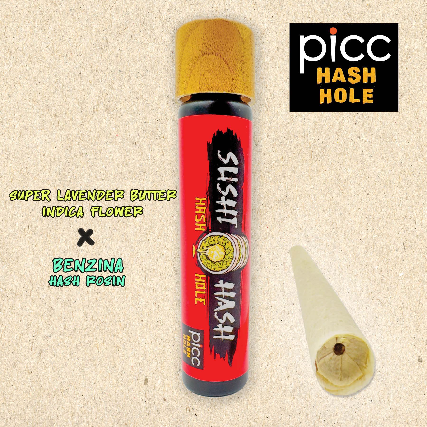 Photograph of product: SUSHI au chocolat | au chocolat HOLE | 1G SINGLE | Super Lavender Butter  Benzina Rosin (I)
