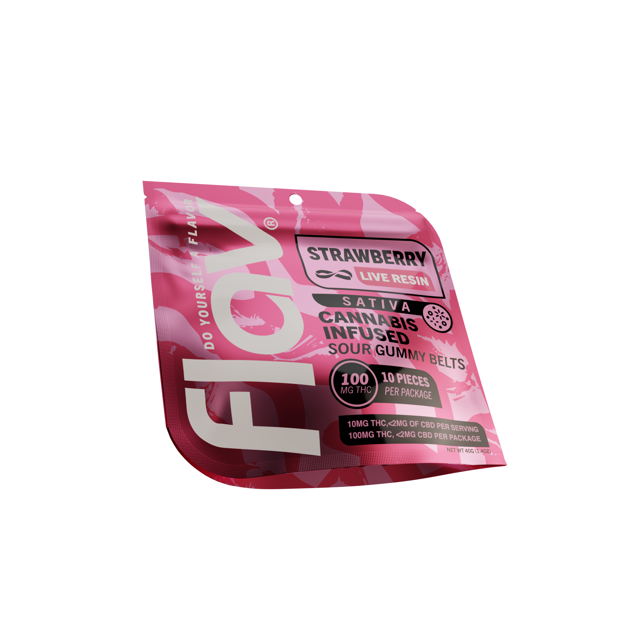 Photograph of product: Edible Gummies | Flav | Live Resin - Strawberry Belts | 100mg