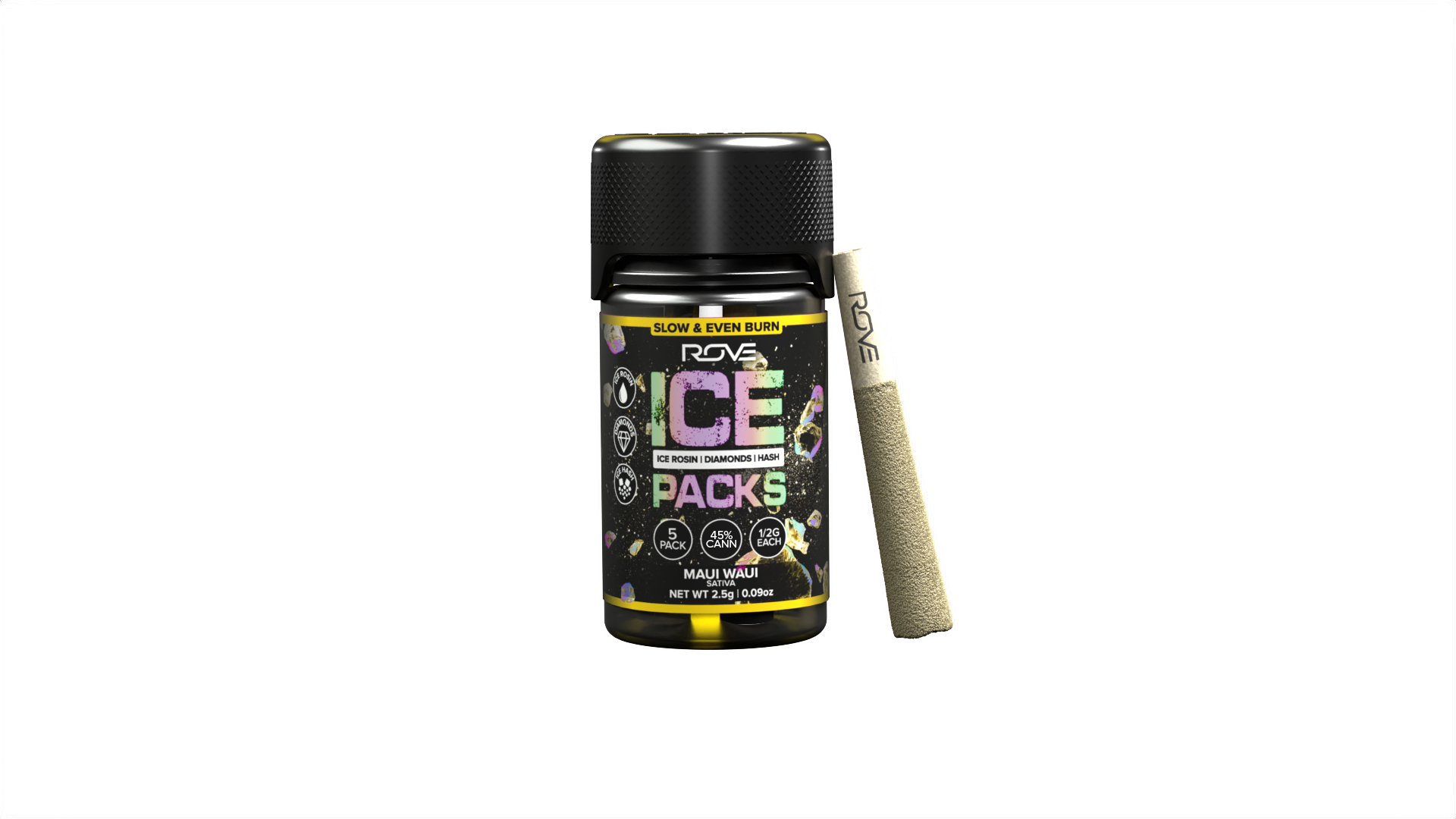 Photograph of product: Rove - Ice Packs - Infused Prerolls 5pk - Maui Waui (S) (2.5g)
