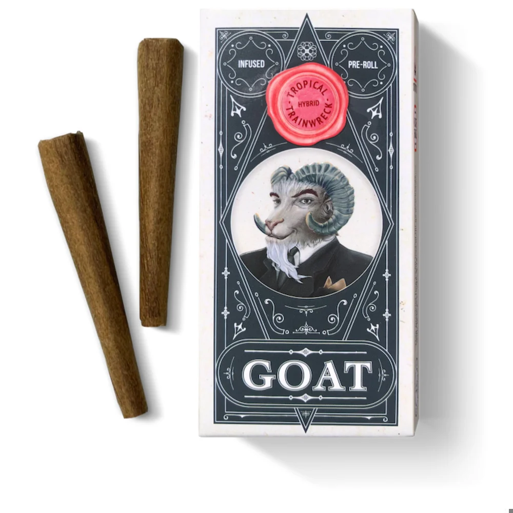 Photograph of product: GOAT | Tropical Trainwreck | .6g Infused Blunt 2 Pack