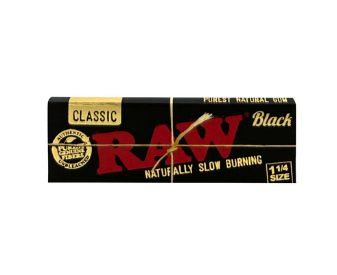 Photograph of product: RAW Classic Black Rolling Papers - 1  1/4 (50pk)