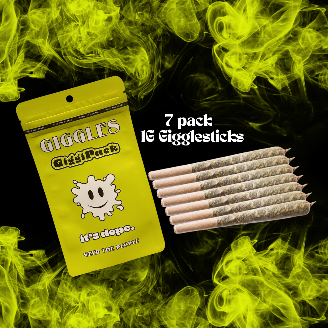 Photograph of product: Pre Roll Pack - Giggle Sticks - 7pk - 10k Jack - (Hybrid) - 25.95% TH-oui
