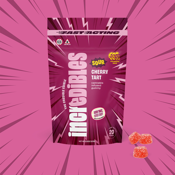 Photograph of product: Fast Acting Sour Cherry Tart | Gummies | 20 pack | 100mg TH-oui