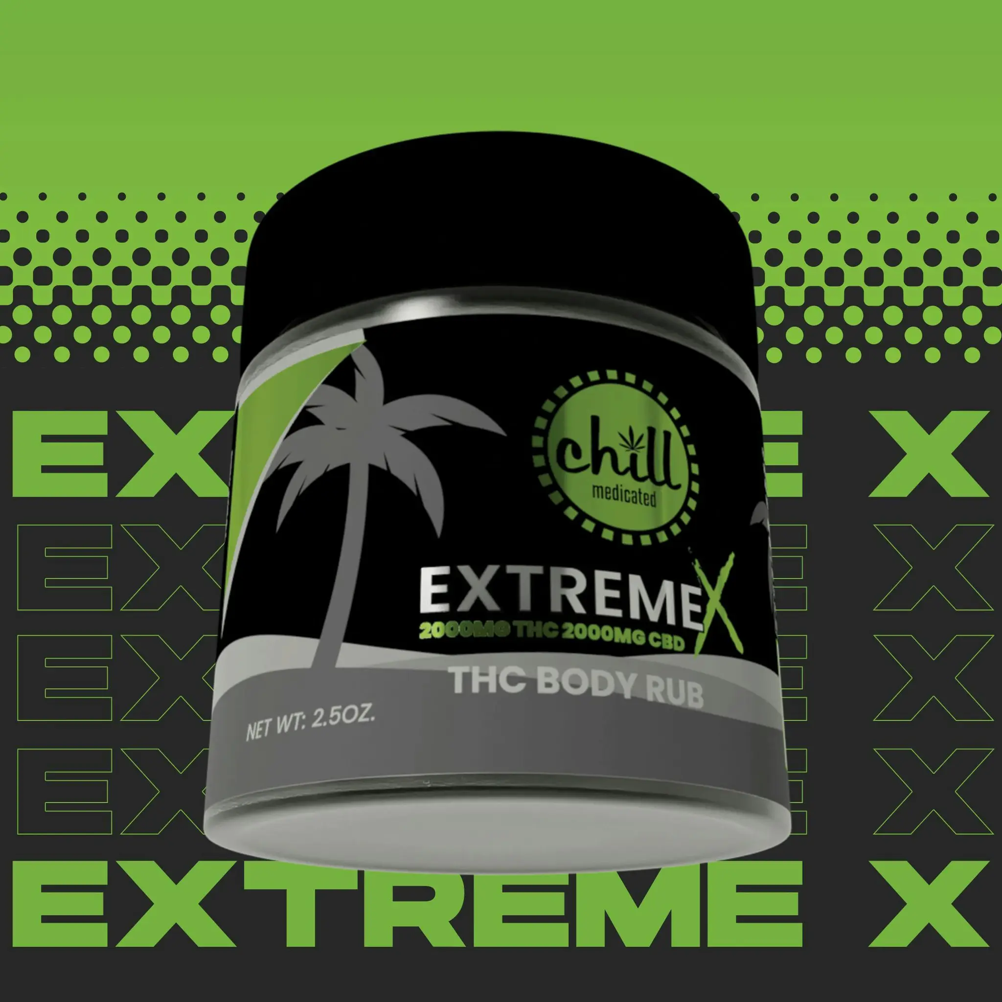 Photograph of product: Chill Medicated - 2000mg TH-oui:2000mg CBD Lotion - Extreme X